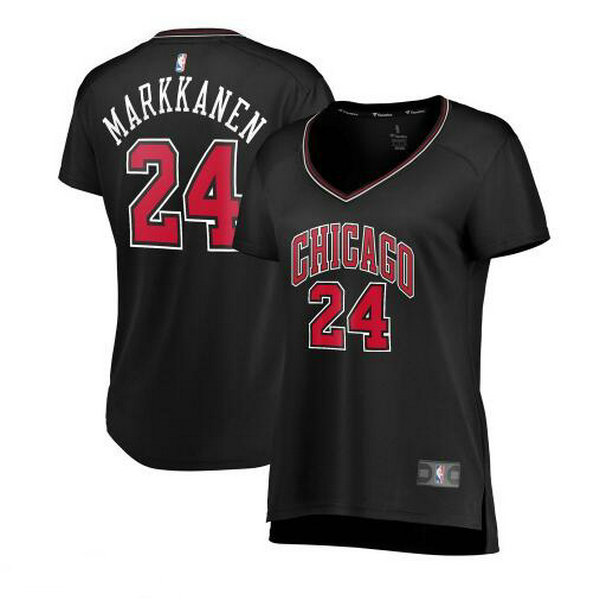 Camiseta Lauri Markkanen 24 Chicago Bulls statement edition Negro Mujer