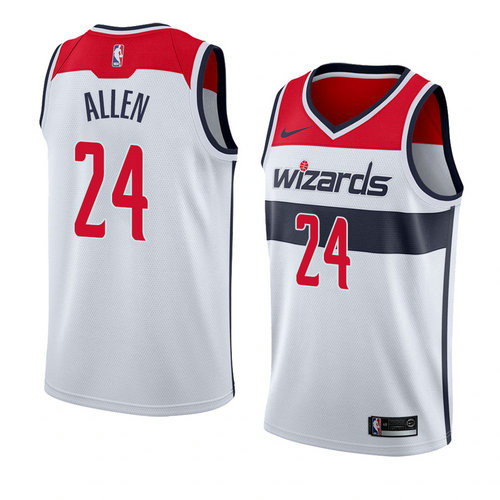 Camiseta Lavoy Allen 24 Washington Wizards Association 2018 Blanco Hombre