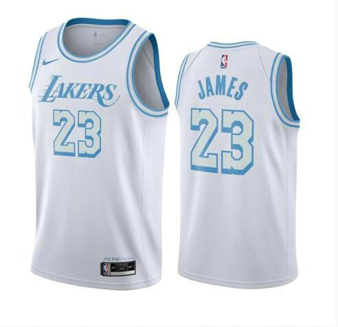 Camiseta LeBron James 23 Los Angeles Lakers 2020-21 City Edition Swingman blanco Hombre