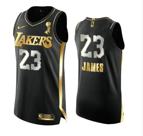 Camiseta LeBron James 23 Los Angeles Lakers 2020-21 Golden Edition Swingman negro Hombre
