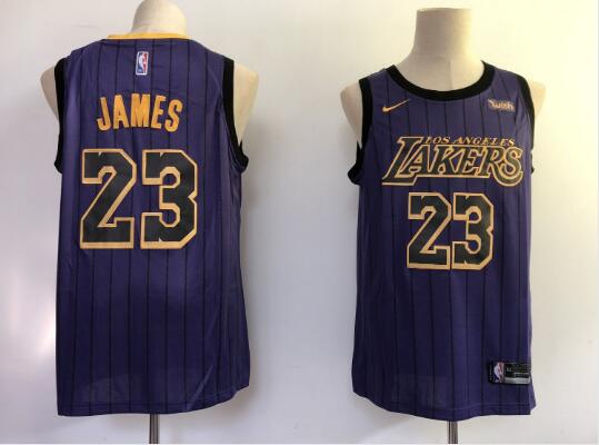 Camiseta LeBron James 23 Los Angeles Lakers Baloncesto Púrpura Hombre