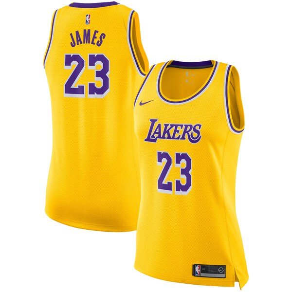 Camiseta LeBron James 23 Los Angeles Lakers Nike icon edition Amarillo Mujer