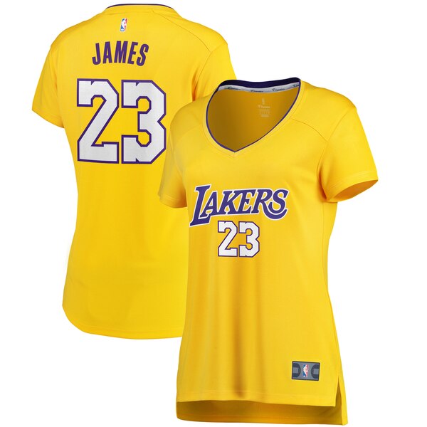Camiseta LeBron James 23 Los Angeles Lakers icon edition Amarillo Mujer