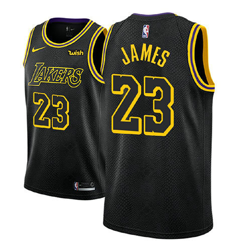 Camiseta Lebron James 23 Los Angeles Lakers Ciudad 2017-18 Negro Nino