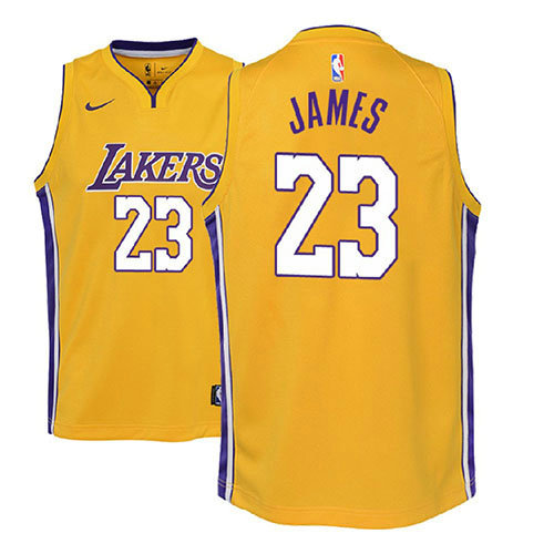Camiseta Lebron James 23 Los Angeles Lakers Icon 2017-18 Amarillo Nino