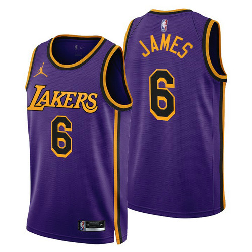 Camiseta Lebron James 6 Los Angeles Lakers 2022-2023 Statement Edition púrpura Hombre