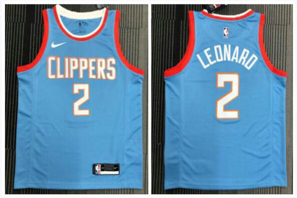 Camiseta Leonard 2 Los Angeles Clippers Retro Azul Hombre