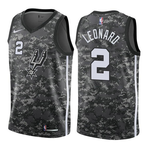 Camiseta Leonard 2 San Antonio Spurs Ciudad 2017-18 Gris Hombre