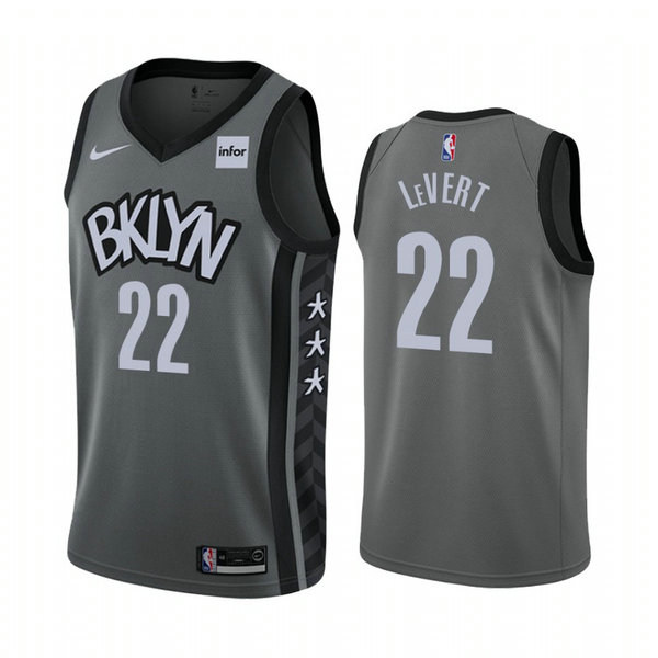 Camiseta Levert Black 22 Brooklyn Nets 2020-21 Temporada Statement Gris Hombre