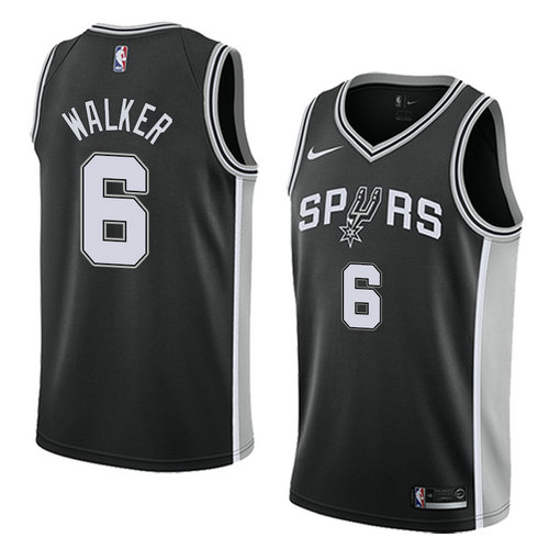Camiseta Lonnie Walker 6 San Antonio Spurs Icon 2018 Negro Hombre