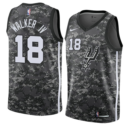 Camiseta Lonnie Walker IV 18 San Antonio Spurs Ciudad 2017-18 Negro Hombre