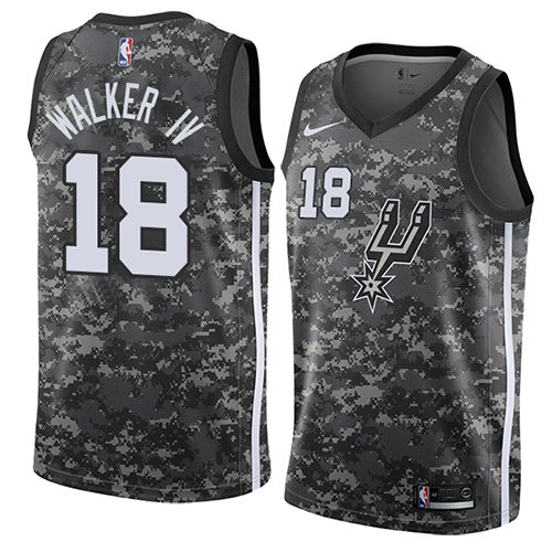 Camiseta Lonnie Walker IV 18 San Antonio Spurs Ciudad 2018 Gris Hombre