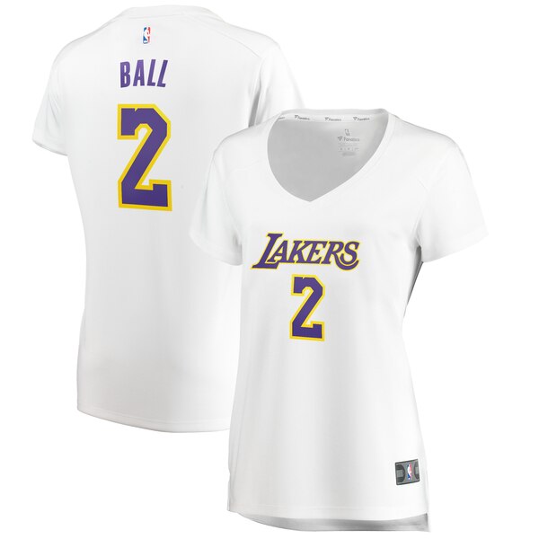 Camiseta Lonzo Ball 2 Los Angeles Lakers association edition Blanco Mujer