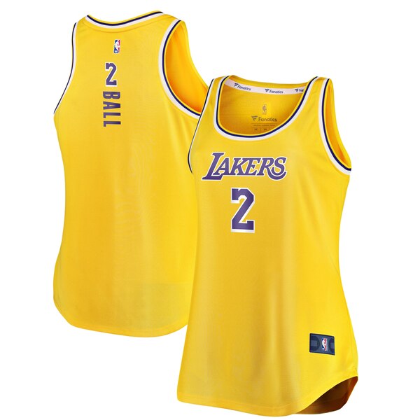 Camiseta Lonzo Ball 2 Los Angeles Lakers clasico Amarillo Mujer