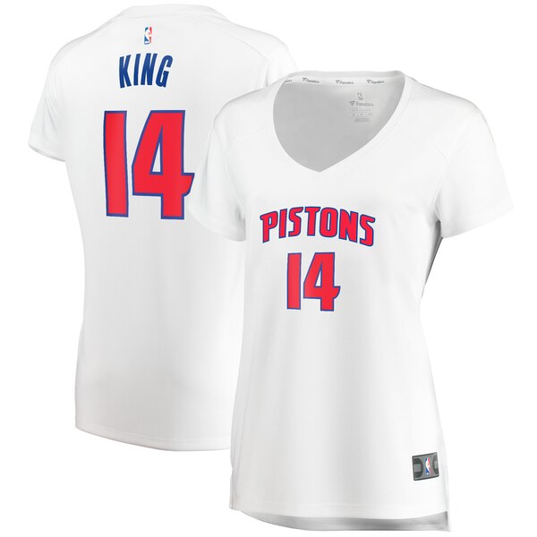 Camiseta Louis King 14 Detroit Pistons association edition Blanco Mujer