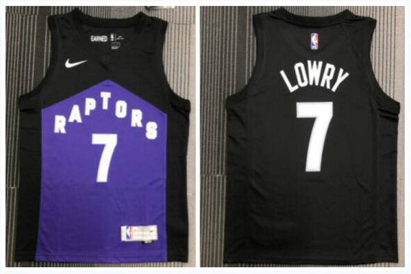 Camiseta Lowry 7 Toronto Raptors Edición de bonificación Morado Negro Hombre