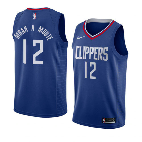 Camiseta Luc Mbah A Moute 12 Los Angeles Clippers Icon 2018 Azul Hombre