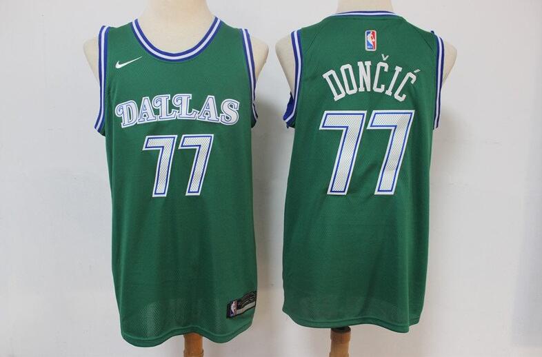 Camiseta Luka Doncic 77 Dallas Mavericks Classic Verde Hombre