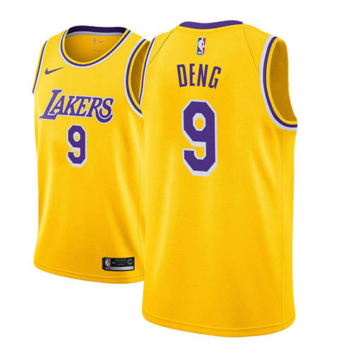 Camiseta Luol Deng 9 Los Angeles Lakers Icon 2018 Oro Hombre