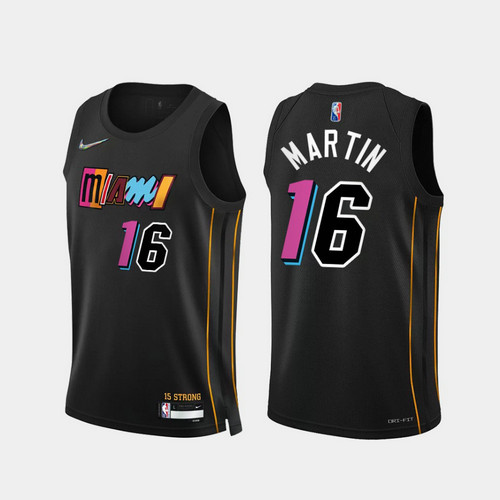 Camiseta MARTIN 16 Miami Heat 2022 75 aniversario edición de la ciudad Negro Hombre