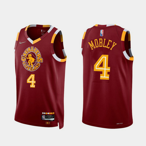 Camiseta MOBLEY 4 Cleveland Cavaliers 2022 75 aniversario edición de la ciudad rojo Hombre