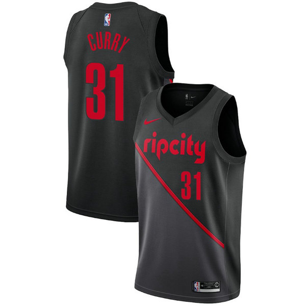 Camiseta Maglia Seth Curry 31 Portland Trail Blazers 2019-2020 Negro Hombre
