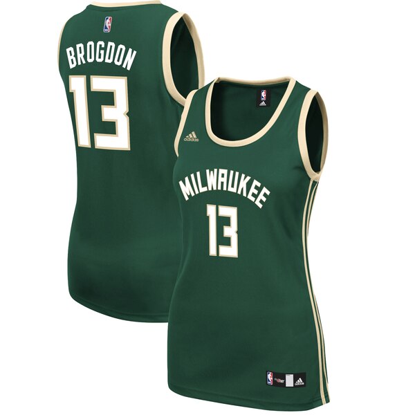 Camiseta Malcolm Brogdon 13 Milwaukee Bucks Réplica Verde Mujer