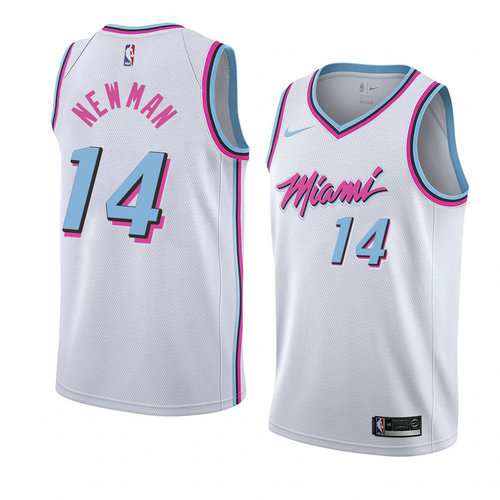 Camiseta Malik Newman 14 Miami Heat Ciudad 2018 Blanco Hombre