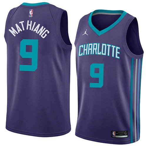 Camiseta Mangok Mathiang 9 Charlotte Hornets Statemen 2018 Púrpura Hombre