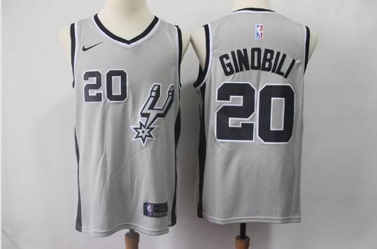 Camiseta Manu Ginobili 20 San Antonio Spurs Baloncesto gris Hombre