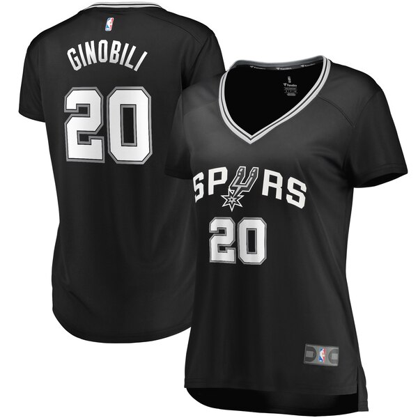 Camiseta Manu Ginobili 20 San Antonio Spurs icon edition Negro Mujer