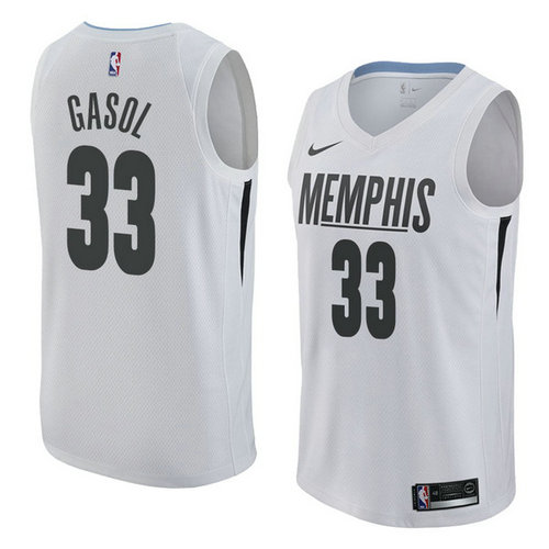 Camiseta Marc_Gasol 33 Memphis Grizzlies 2018-2019 blanca Hombre