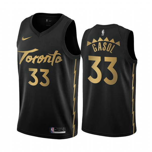 Camiseta Marc Gasol 33 Toronto Raptors 2020-21 Temporada Statement Negro Hombre