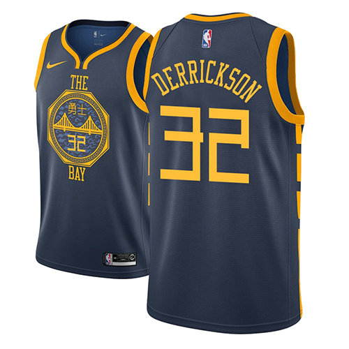 Camiseta Marcus Derrickson 32 Golden State Warriors Ciudad 2018-19 Azul Hombre