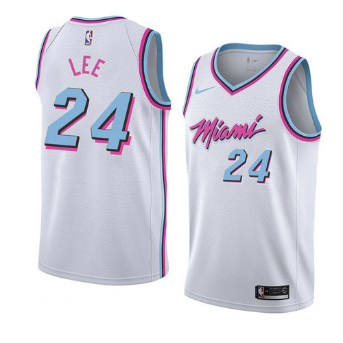 Camiseta Marcus Lee 24 Miami Heat Ciudad 2018 Blanco Hombre