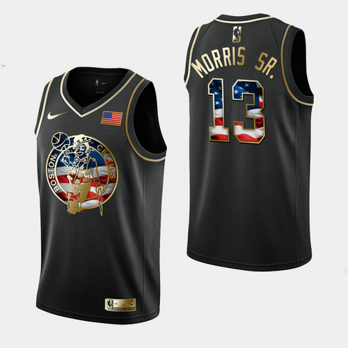 Camiseta Marcus Morris Sr 13 Boston Celtics Independence Day Golden Edition Negro Hombre