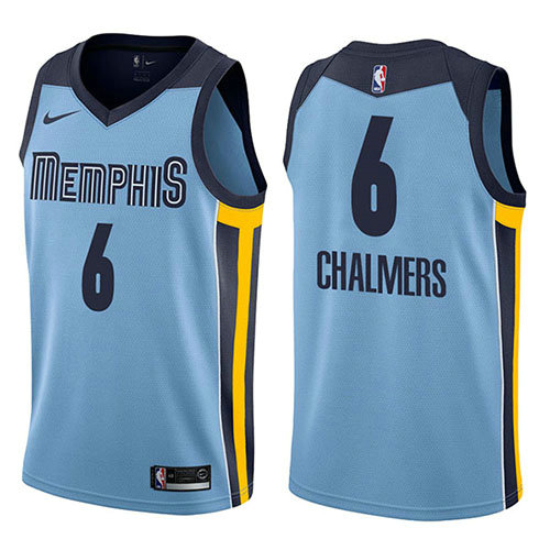 Camiseta Mario Chalmers 6 Memphis Grizzlies Statement 2017-18 Azul Hombre