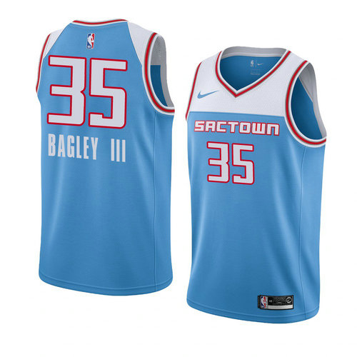 Camiseta Marvin Bagley III 35 Sacramento Kings Ciudad 2018-19 Azul Hombre