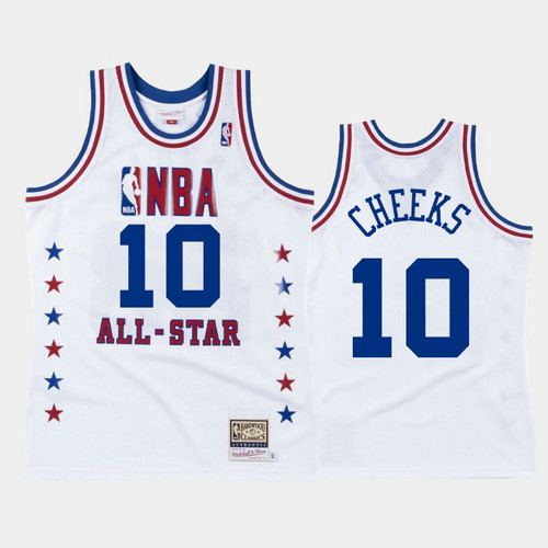 Camiseta Maurice Cheeks 10 Philadelphia 76ers All Star 1988 Blanco Hombre