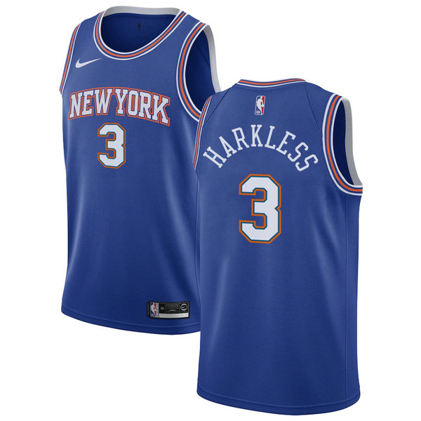 Camiseta Maurice Harkless 3 New York Knicks 2020-21 Temporada Statement Azul Hombre