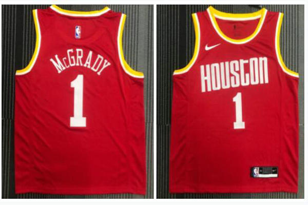 Camiseta McGrady 1 Houston Rockets Retro Rojo Hombre