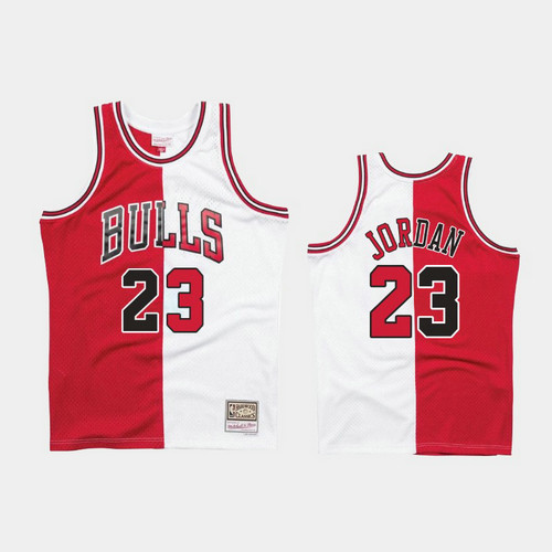 Camiseta Michael Jordan 23 Chicago Bulls 1997-98 Split Two-Tone Rojo Hombre