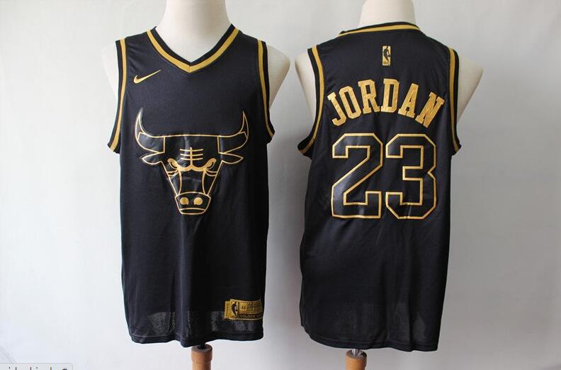 Camiseta Michael Jordan 23 Chicago Bulls Baloncesto Oro negro Hombre