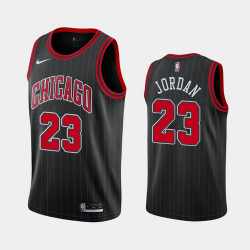 Camiseta Michael Jordan 23 Chicago Bulls Statement Rayado Negro Hombre