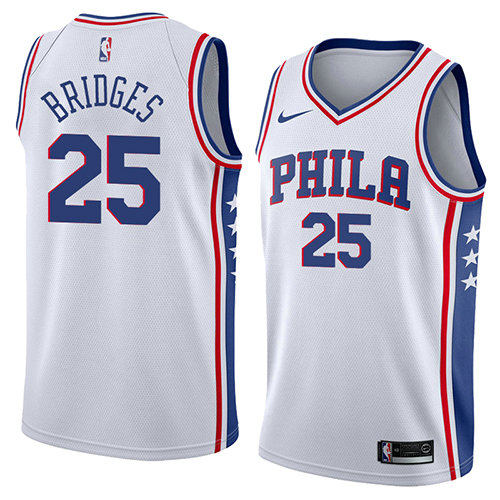 Camiseta Mikal Bridges 25 Philadelphia 76ers Association 2018 Blanco Hombre