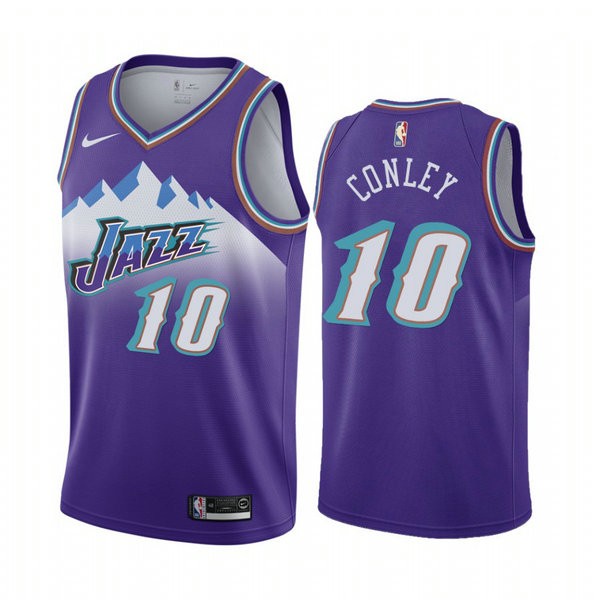 Camiseta Mike Conley 10 Utah Jazz 2020-21 Temporada Statement Púrpura Hombre