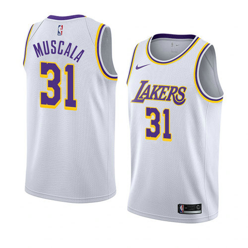 Camiseta Mike Muscala 31 Los Angeles Lakers Association 2018-19 Blanco Hombre