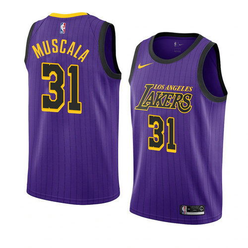 Camiseta Mike Muscala 31 Los Angeles Lakers Ciudad 2018-19 Púrpura Hombre