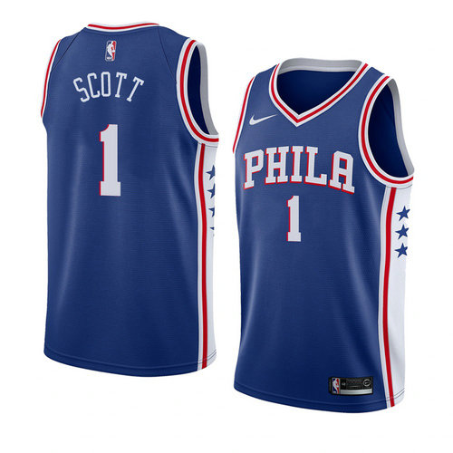 Camiseta Mike Scott 1 Philadelphia 76ers Icon 2018 Azul Hombre