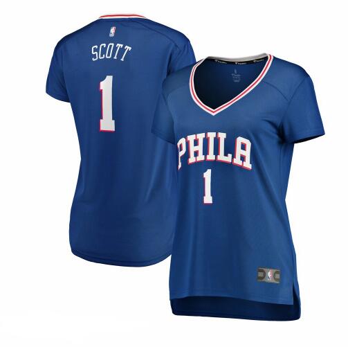 Camiseta Mike Scott 1 Philadelphia 76ers icon edition Azul Mujer